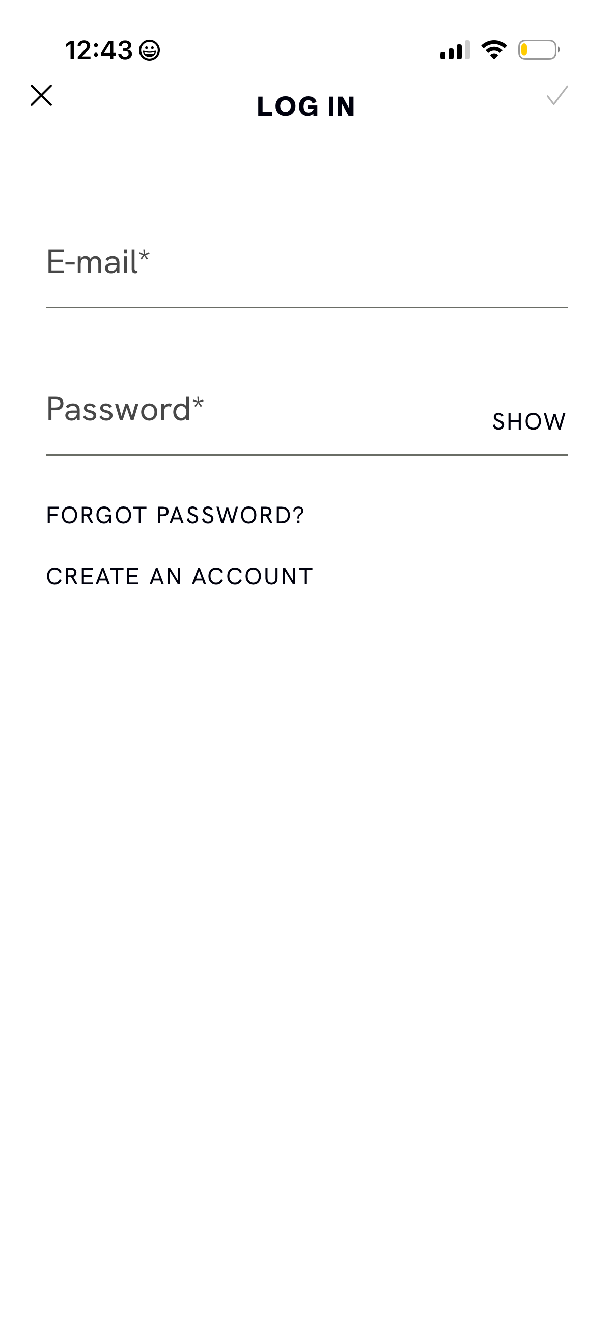 cava login screenshot